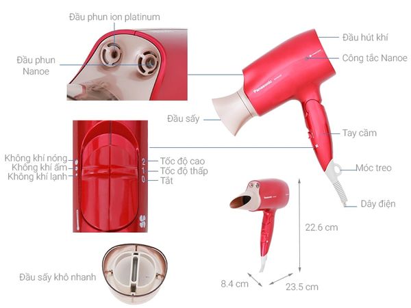 Máy sấy tóc dưỡng ẩm Panasonic EH-NA45RP645