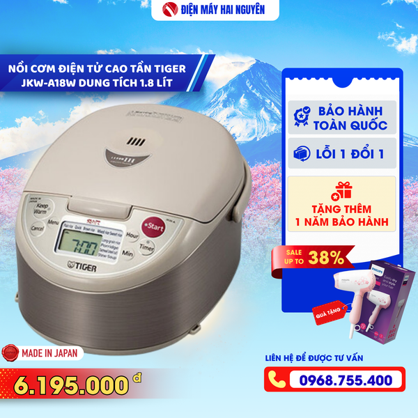 Nồi cơm điện tử cao tần Tiger 2 trong 1 JKW-A18W - Dung tích 1.8L