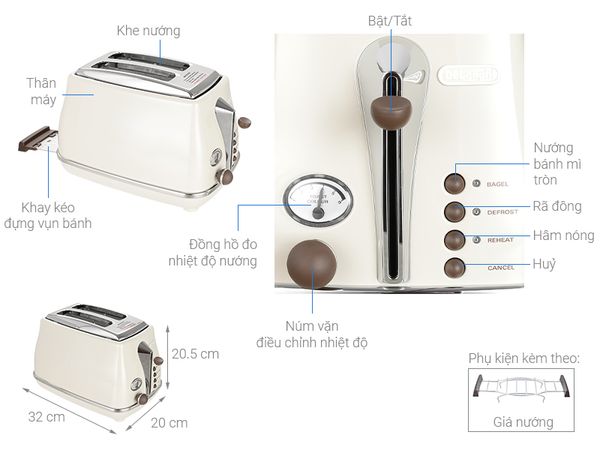 Máy nướng bánh mì Delonghi CTOV2103