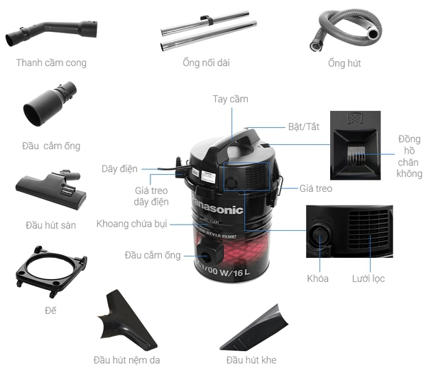 Máy hút bụi công nghiệp Panasonic MC-YL631RN46