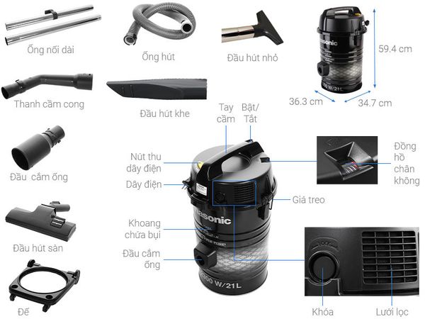 Máy hút bụi công nghiệp Panasonic MC-YL637SN49