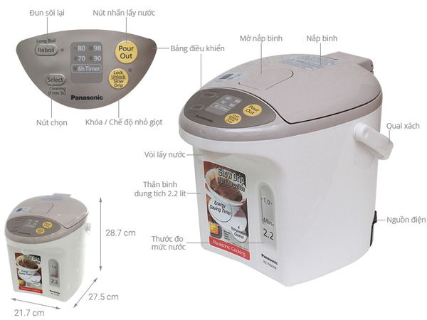 Bình Thủy Điện Panasonic NC-EG2200CSY 2,2 Lít