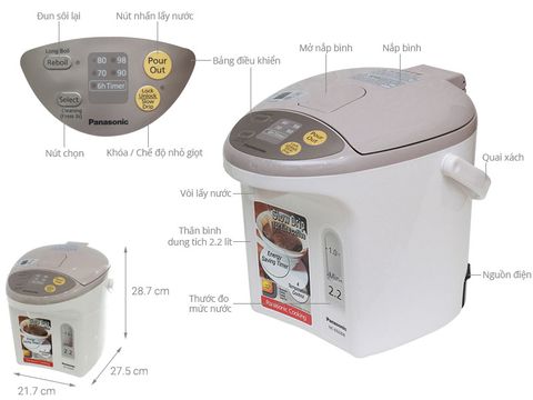 Bình Thủy Điện Panasonic NC-EG2200CSY 2,2 Lít