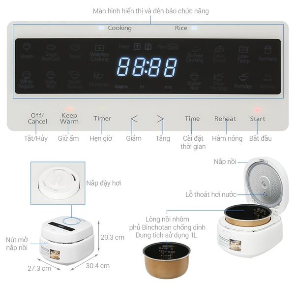 Nồi cơm điện tử Panasonic 1 lít SR-DK104WRA