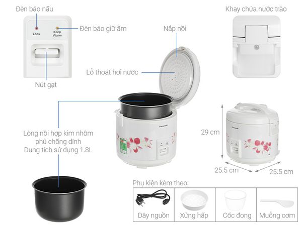 Nồi cơm nắp gài Panasonic 1 lít SR-MVN10FRAX