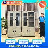  Tủ hồ sơ sắt 2 cánh kính có khóa - sơn dầu 