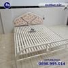 Giường sắt ống tròn ngang 1m4 dài 2m màu kem sơn tĩnh điện cao cấp