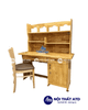  Bàn học gỗ thông có kệ màu gỗ đậm 