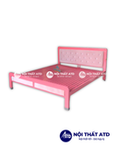  Giường sắt hộp 4x8 màu hồng 