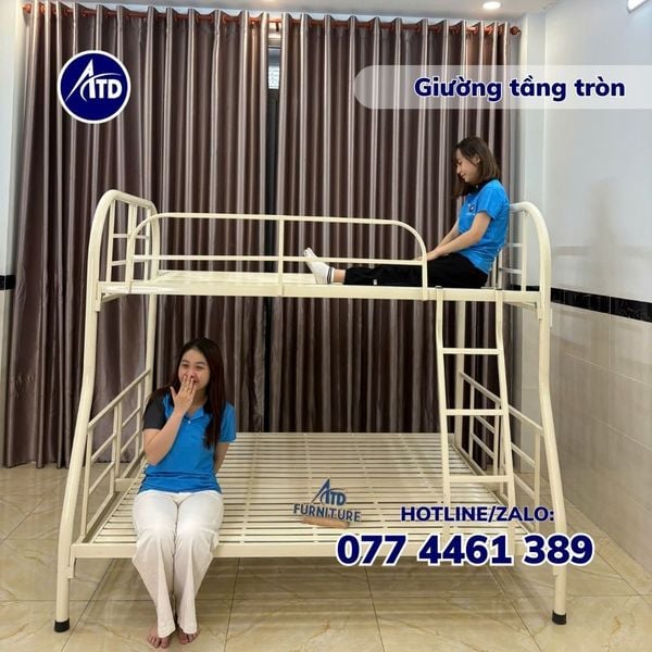 Mẫu giường tầng sắt hộp vuông 1m2 giá rẻ TPHCM