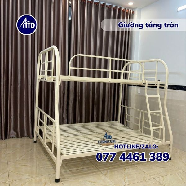 Mẫu giường tầng sắt hộp vuông 1m2 giá rẻ TPHCM