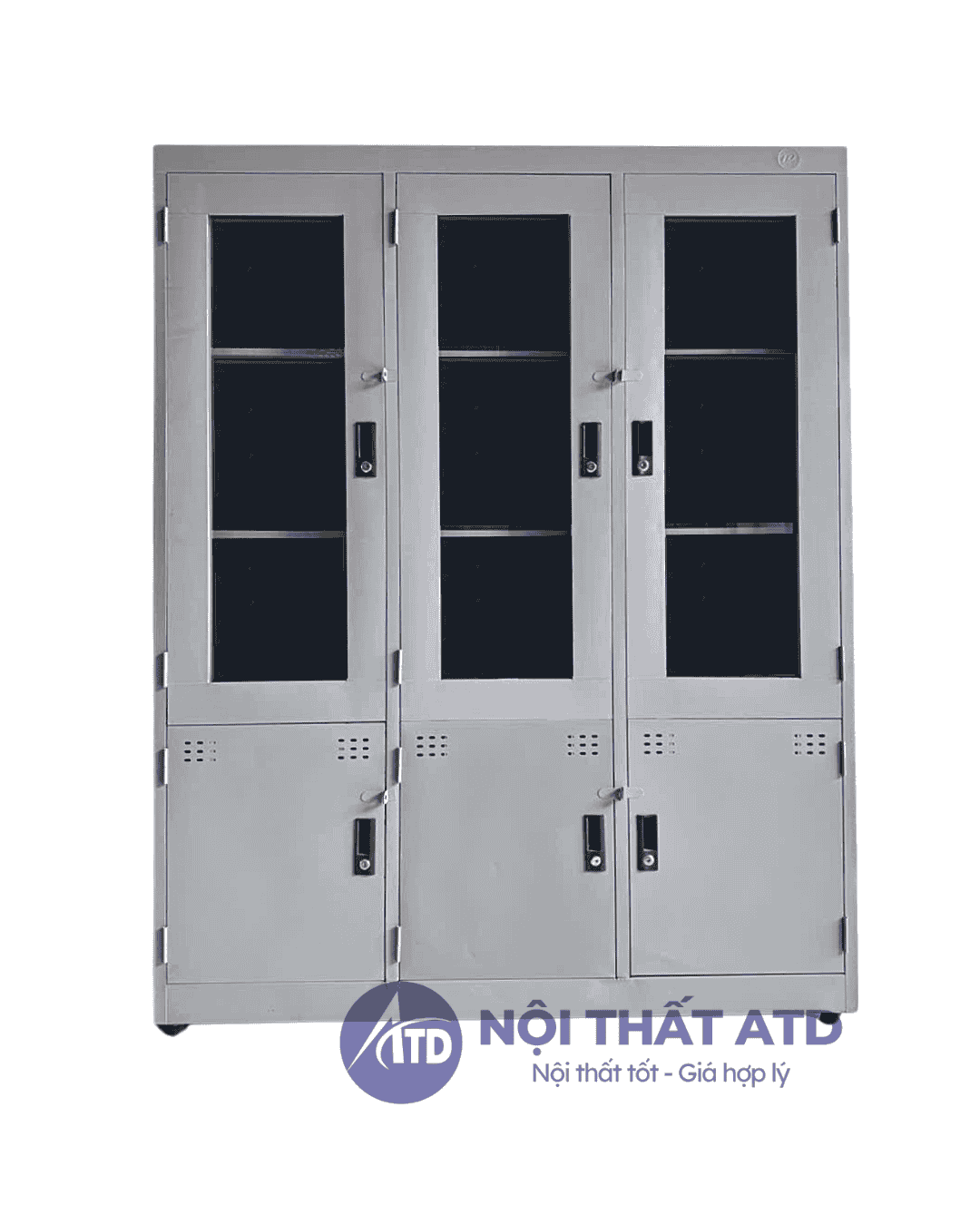  Tủ hồ sơ sắt 3 cánh kính 