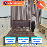  Giường sắt hộp 4x8 màu nâu 