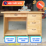  Bàn làm việc gỗ thông 3 ngăn màu gỗ đậm 