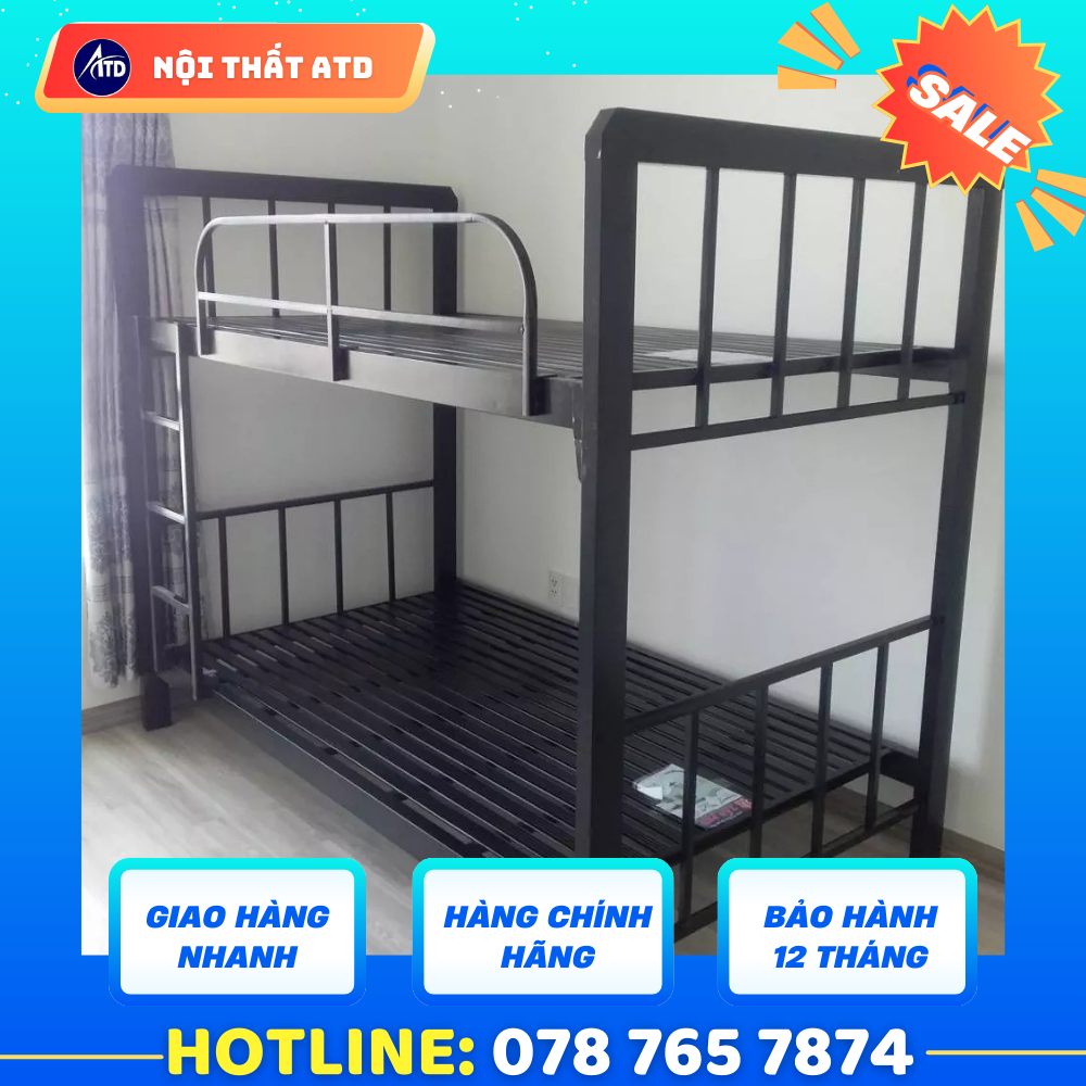  Giường Tầng Sắt 4x8 Màu Đen - Lựa Chọn Cho Ký Túc Xá 