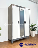  Tủ quần áo sắt 3 cánh màu xám 