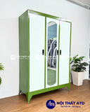  Tủ quần áo sắt 3 cánh màu xanh lá 