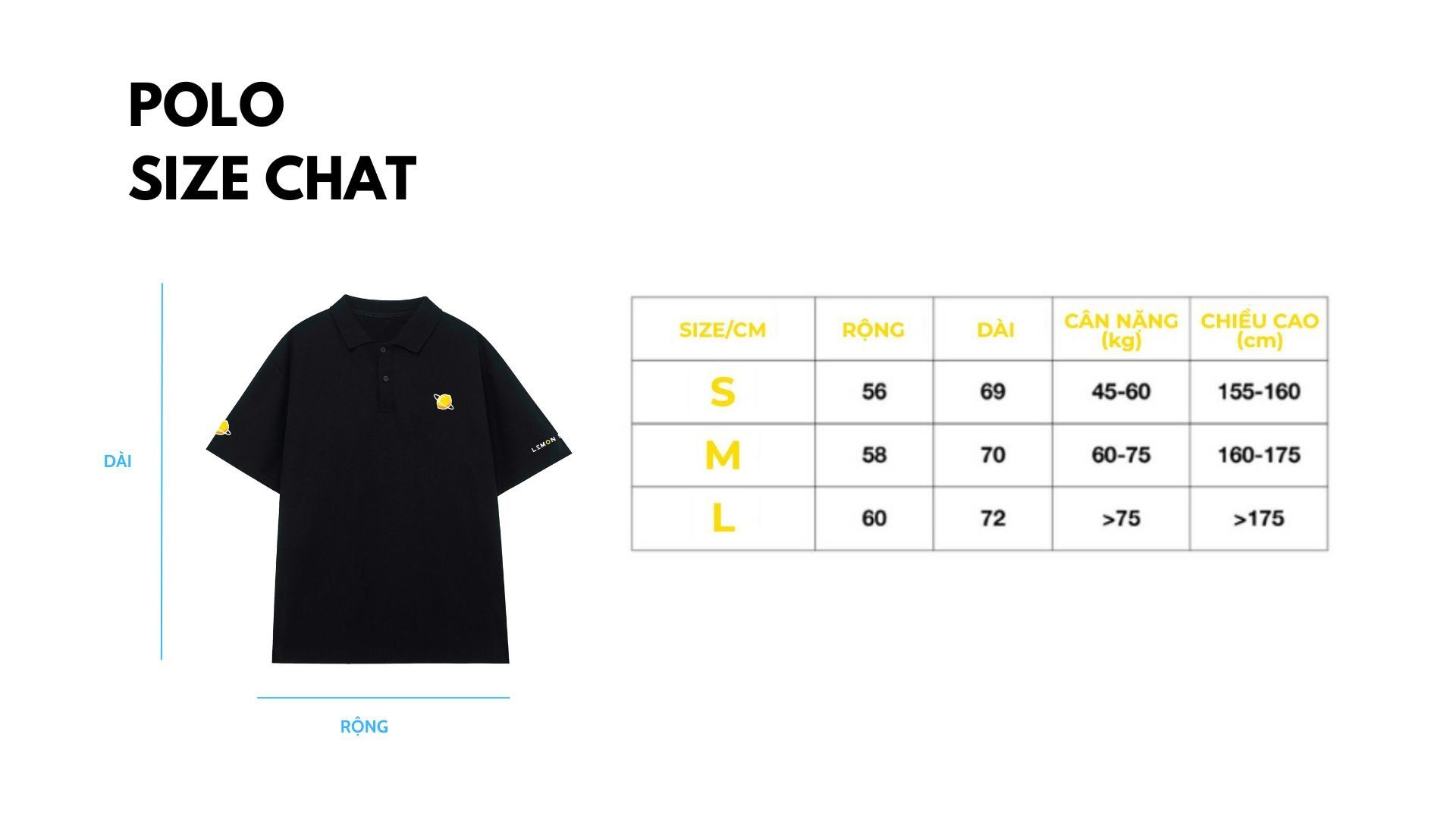  Áo Polo Tay ngắn LEMON DIGITAL - BLACK 