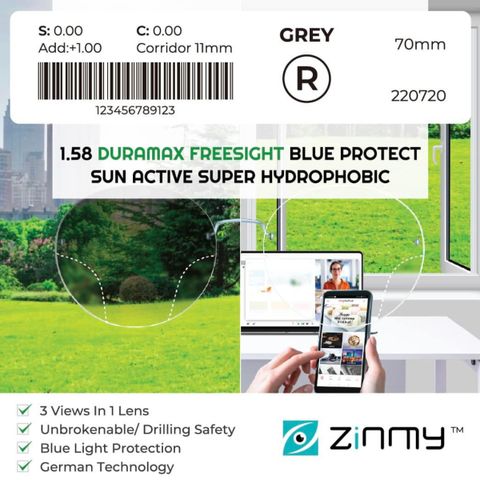 Đa Tròng Đổi Màu Zinmy Duramax Freesight Sun Active Grey 1.58