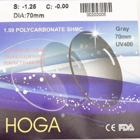 Tròng Đổi Màu Hoga Polycarbonate Photo Gray SHMC 1.59