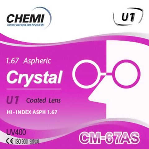 Tròng Kính Chemi Crystal U1 Coated 1.67