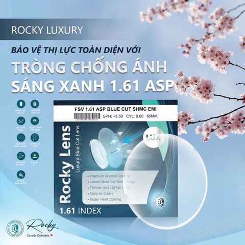 Tròng Kính Rocky Blue Cut Luxury SHMC 1.61