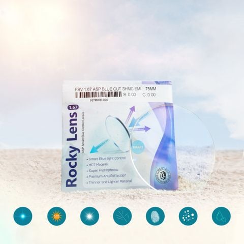 Tròng Siêu Mỏng Rocky Blue Cut SHMC 1.67