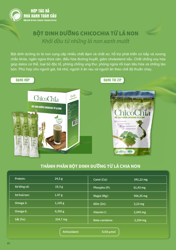  Bột Dinh Dưỡng ChicoChia Từ Lá Chia Non – Túi Zip 250gram 
