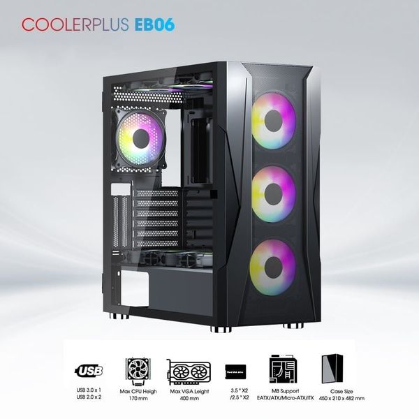 Thùng máy tính Gaming Coolerplus CPC EB06 - Màu Đen