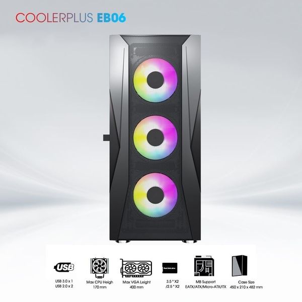 Thùng máy tính Gaming Coolerplus CPC EB06 - Màu Đen