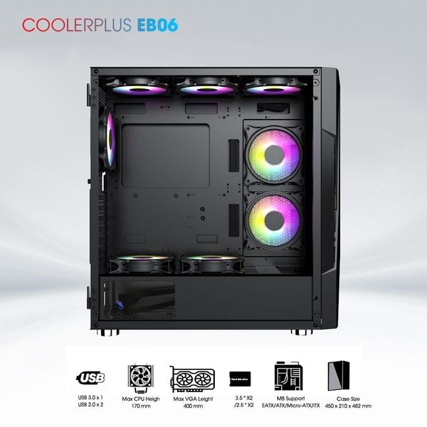 Thùng máy tính Gaming Coolerplus CPC EB06 - Màu Đen