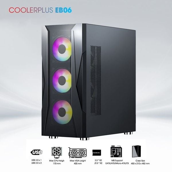 Thùng máy tính Gaming Coolerplus CPC EB06 - Màu Đen