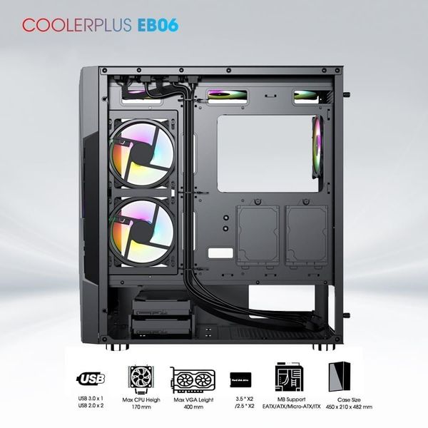 Thùng máy tính Gaming Coolerplus CPC EB06 - Màu Đen