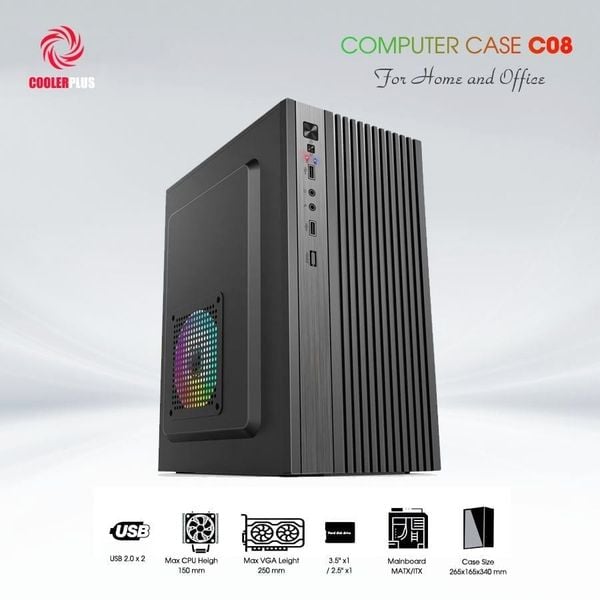 Thùng máy tính văn phòng Coolerplus CPC-C08 - Màu Đen