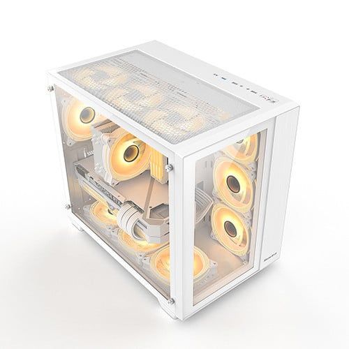VỎ CASE HUNTKEY S980 TORNADO - Trắng | ATX, Chưa Kèm FAN