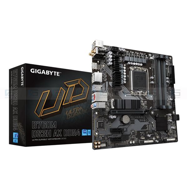 Bo mạch chủ Gigabyte B760M DS3H AX (M-ATX, DDR5, Wifi+Bluetooth) - Full VAT
