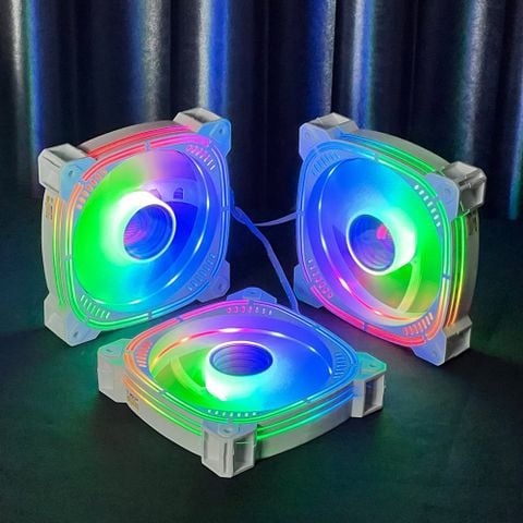 Fan case PC F1 LED RGB Trắng (12cm) Nguồn trực tiếp - Molex 4 Pin