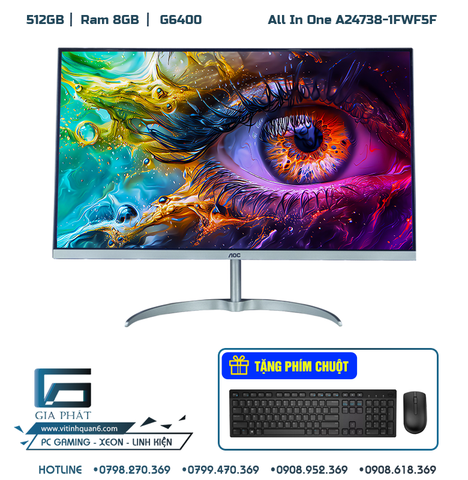 All In One AOC A24 G5900 | Full HD | 256GB | RAM 8GB | Loa - Wifi (RENEW)