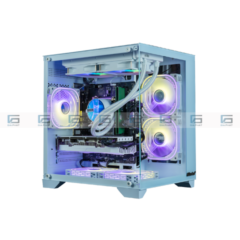 Thùng máy tính vỏ case bể cá Emaster ECG985 Trắng (m-ATX) - Không kèm fan