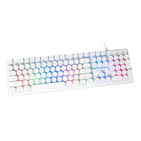Bàn phím giả cơ T-Wolf T80 ( Màu Trắng, Phím tròn, Cổng USB, LED )