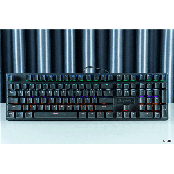Bàn phím cơ Asestek AK108 có LED RGB - Red Switch - Màu Đen
