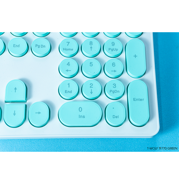 Combo Bàn phím + chuột Không dây T-WOLF TF770 Xanh lá