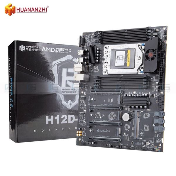 Bo mạch chủ Huananzhi H12D-8D (ATX, DDR4, AMD EPYC 7002, 8 khe RAM) Box