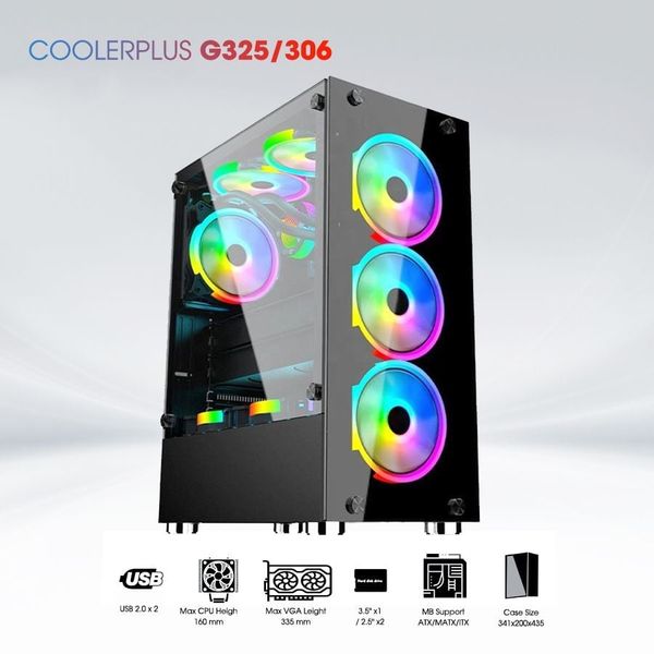 Thùng máy tính Gaming Coolerplus CPC G325/306 - Màu Đen