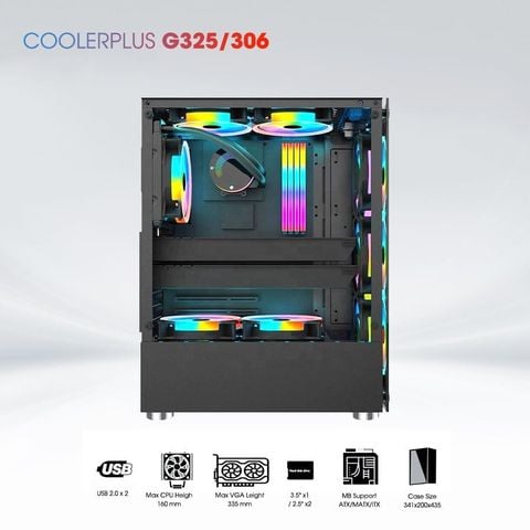 Thùng máy tính Gaming Coolerplus CPC G325/306 - Màu Đen