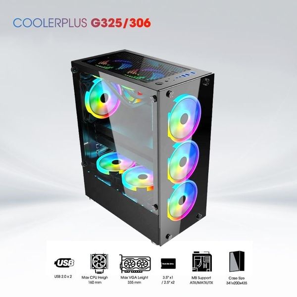 Thùng máy tính Gaming Coolerplus CPC G325/306 - Màu Đen