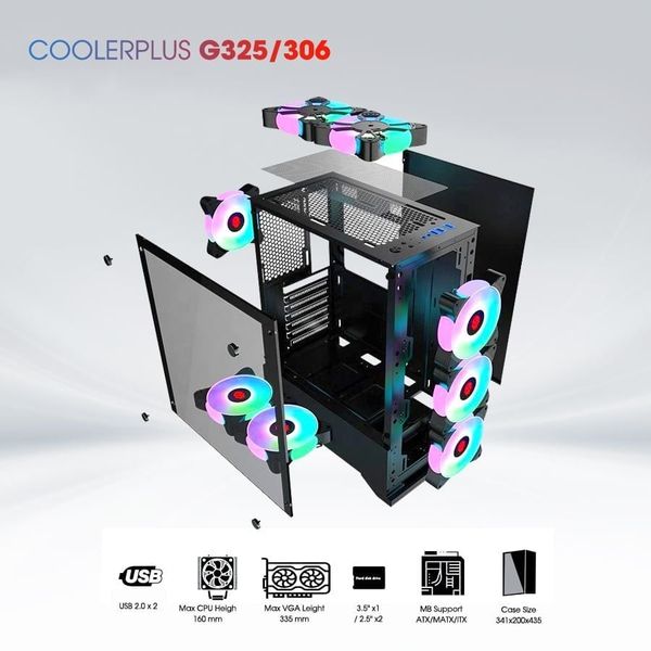 Thùng máy tính Gaming Coolerplus CPC G325/306 - Màu Đen