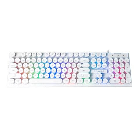Bàn phím giả cơ T-Wolf T80 ( Màu Trắng, Phím tròn, Cổng USB, LED )