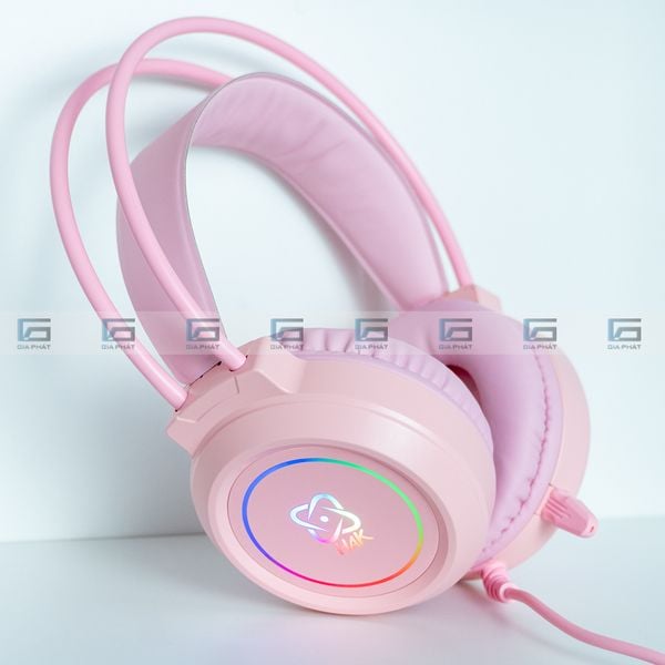 Tai Nghe Chụp Tai HAK Có MIC Kết Nối Jack USB  (7.1 Surround) | Hồng