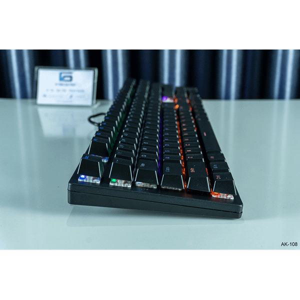 Bàn phím cơ Asestek AK108 có LED RGB - Red Switch - Màu Đen
